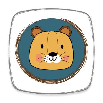 Lovely Lion - Viereckiger Kühlschrankmagnet - Weiß - Vorne