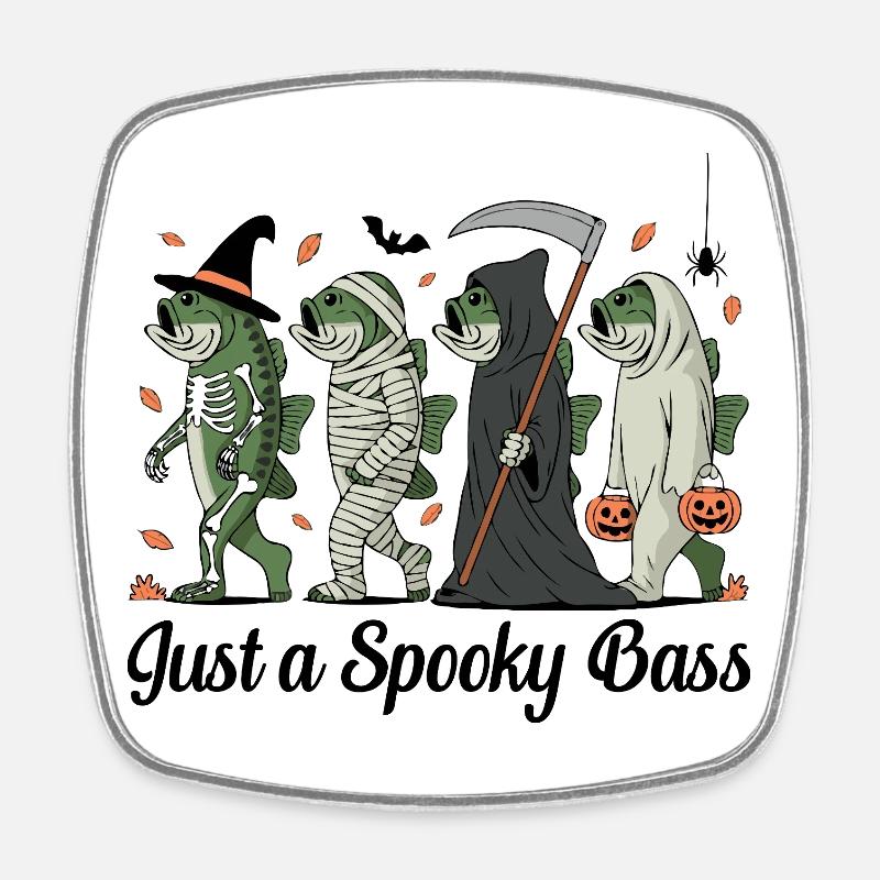 Disguised Fish Creatures Halloween Perch Angler - Square fridge magnet - white