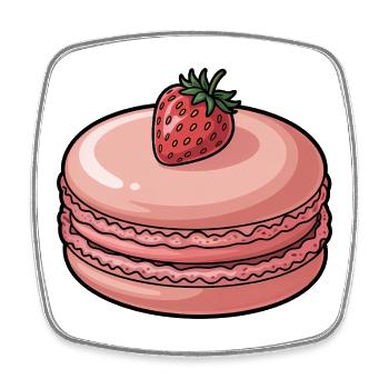 Erdbeer-Macaron-Dessert - Viereckiger Kühlschrankmagnet - Weiß - Vorne