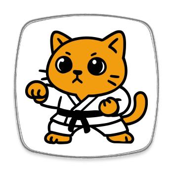 Combattant chat en costume de karaté - Magnet carré - blanc - Devant