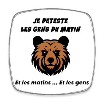 Tête d'ours en colère - Magnet carré - blanc - Devant
