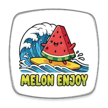 Surfen Wassermelone - Viereckiger Kühlschrankmagnet - Weiß - Vorne
