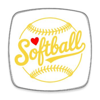 Softball Design - Square fridge magnet - white - Front
