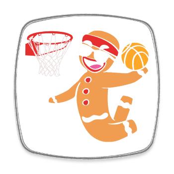 Gingerbread Man Christmas Basketball Gingerbread - Square fridge magnet - white - Front