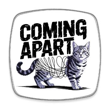 Coming Apart Cat - Square fridge magnet - white - Front