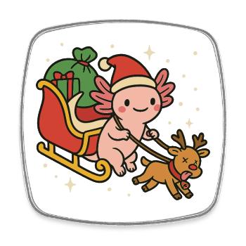 Axolotl en traîneau de Noël mignon - Magnet carré - blanc - Devant