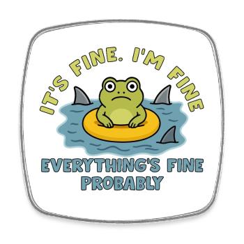 Humorous frog on swollen root - Square fridge magnet - white - Front