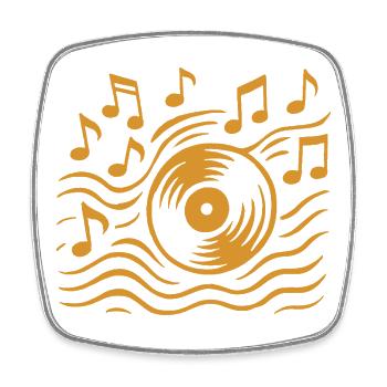 Vinyl Vibes Analog Music Record Player - Square fridge magnet - white - Front