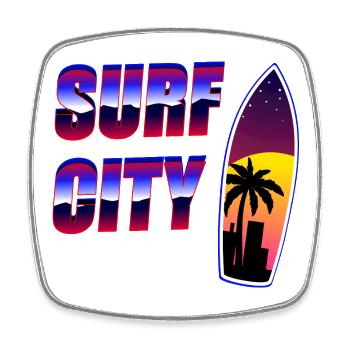 Surfer City Rétro - Magnet carré - blanc - Devant