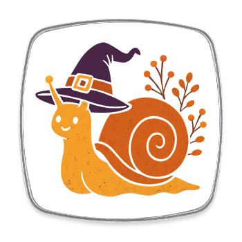 Cute Snail with Witch Hat - Square fridge magnet - white - Front