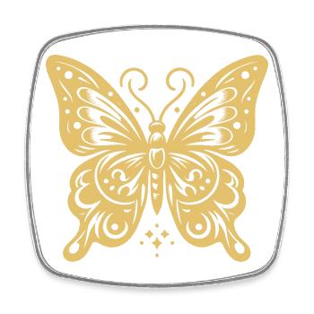 Eleganter goldener Schmetterling für T-Shirts und Kleidung - Viereckiger Kühlschrankmagnet - Weiß - Vorne