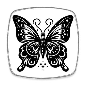 Monochromer stilisierter Schmetterling - Viereckiger Kühlschrankmagnet - Weiß - Vorne