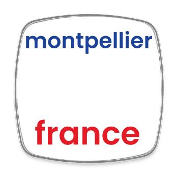 Montpellier Souvenir Frankreich Illustration - Viereckiger Kühlschrankmagnet - Weiß - Vorne