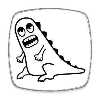 Dino Grrr – T-Rex, Nerd & Comic Style - Viereckiger Kühlschrankmagnet - Weiß - Vorne