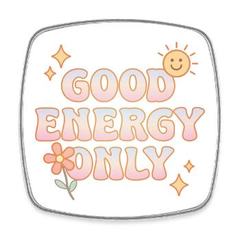 Good Energy Only – Retro-Pastell-Vibes - Viereckiger Kühlschrankmagnet - Weiß - Vorne