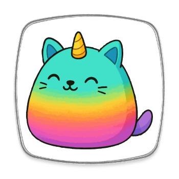 Rosa Regenbogen Einhorn Katze - Viereckiger Kühlschrankmagnet - Weiß - Vorne