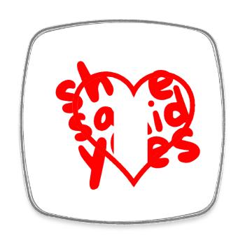 Herz mit Liebes- und Textakzent - Viereckiger Kühlschrankmagnet - Weiß - Vorne