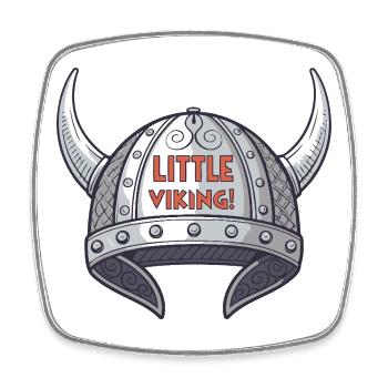 Petit Viking Casque - Magnet carré - blanc - Devant