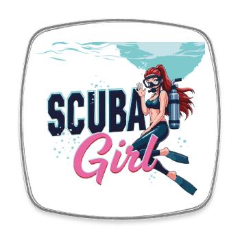 Scuba Girl Diver Design - Magnet carré - blanc - Devant
