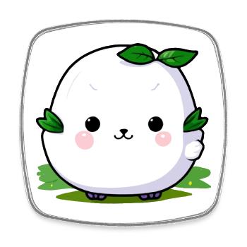 Kawaii Plant Cuddle Mascot - Square fridge magnet - white - Front
