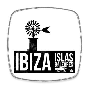 Ibiza Islands Silhouette Wind Turbine - Square fridge magnet - white - Front