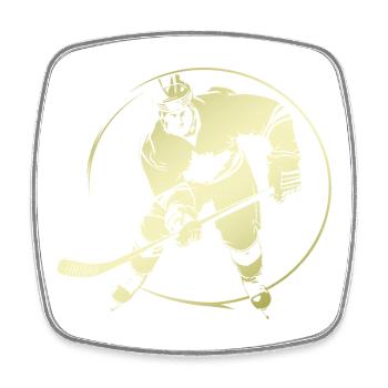 Hockey Spieler Silhouette - Viereckiger Kühlschrankmagnet - Weiß - Vorne