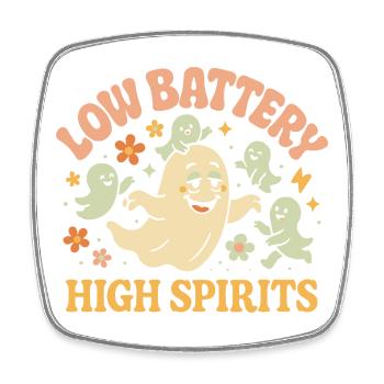 Schwache Batterie, Hochstimmung, Eltern, Geist, Lustig - Viereckiger Kühlschrankmagnet - Weiß - Vorne