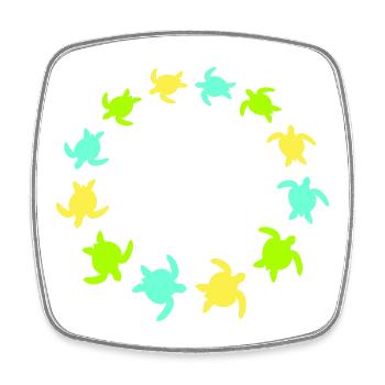 Many Turtles Circle Ring Colorful Round Silhouette - Square fridge magnet - white - Front