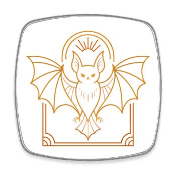 Bat with halo ornament - Square fridge magnet - white - Front