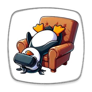 Lustiger Pinguin VR Gaming Zocker Nerd Sessel - Viereckiger Kühlschrankmagnet - Weiß - Vorne