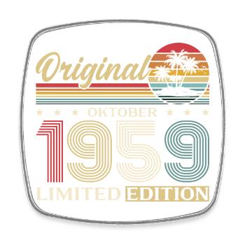 66th Birthday Original October Vintage 1959 - Square fridge magnet - white - Front