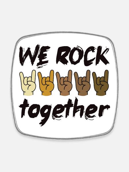 We Rock Together Vielfalt Inklusion Zusammenhalt - Viereckiger Kühlschrankmagnet - Weiß
