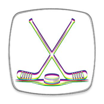 EDM Techno Hockey Sticks Rave Hockey - Square fridge magnet - white - Front