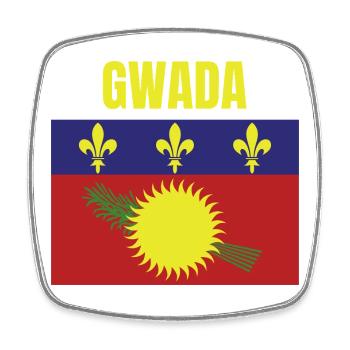 GWADA T-Shirt mit Flagge aus Guadeloupe - Viereckiger Kühlschrankmagnet - Weiß - Vorne