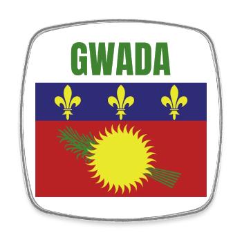 GWADA T-Shirt mit Flagge aus Guadeloupe - Viereckiger Kühlschrankmagnet - Weiß - Vorne