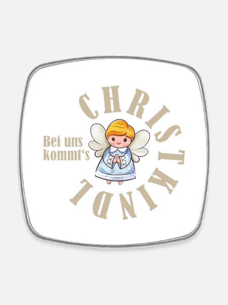 Bei uns kommts Christkind süßes Kreisdesign - Viereckiger Kühlschrankmagnet - Weiß