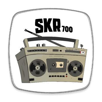 Vintage Boombox Cartoon skr700 Kassettenrecorder - Viereckiger Kühlschrankmagnet - Weiß - Vorne