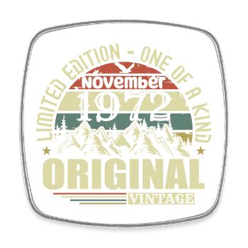 Anniversaire novembre 1972 - Magnet carré - blanc - Devant