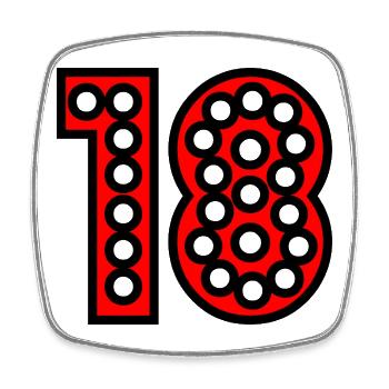 18. 18 YEARS OLD. 18th ANNIVERSARY. 18 BIRTHDAY. - Square fridge magnet - white - Front