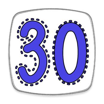 30. 30 ANS. 30e ANNIVERSAIRE. ANNIVERSAIRE 30 ANS. - Magnet carré - blanc - Devant