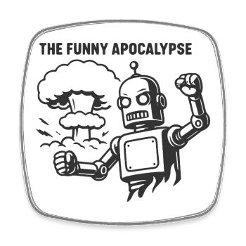 L’apocalypse amusante avec un robot rétro - Magnet carré - blanc - Devant