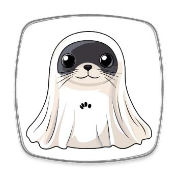 Robbe Tier Halloween Geist - Viereckiger Kühlschrankmagnet - Weiß - Vorne