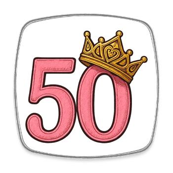 50th Birthday Woman Gold Crown Gift Idea - Square fridge magnet - white - Front