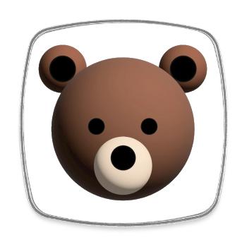 3D Brown Bear Face – Cute Mascot - Square fridge magnet - white - Front
