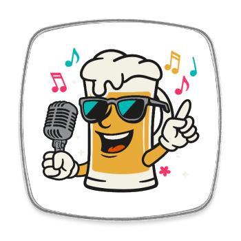 Beer Party Schlager Music Beer Mug Beer Glass Singer - Square fridge magnet - white - Front