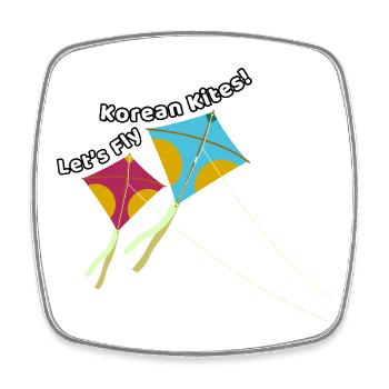 Let's fly Korean kites – Kite Design - Square fridge magnet - white - Front