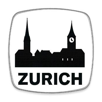 Stadt Zürich- Silhouetten Design - Viereckiger Kühlschrankmagnet - Weiß - Vorne