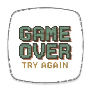 Game Over Try Again Pixel Art Retro Gamer Zocker - Viereckiger Kühlschrankmagnet - Weiß - Vorne