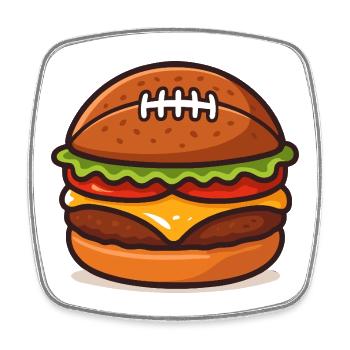 Football fast-food dessin animé humour - Magnet carré - blanc - Devant