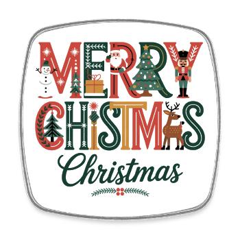 Merry Christmas Festive Christmas Design with Santa - Square fridge magnet - white - Front